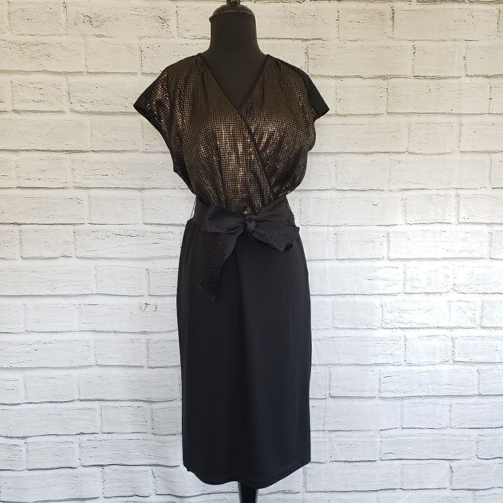 Narcisco rodriguez sequin black dress size Large elegant midi